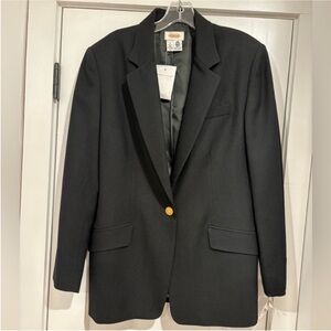 Talbots NEW Black Wool Blazer Womens Size 12 Single Button Close